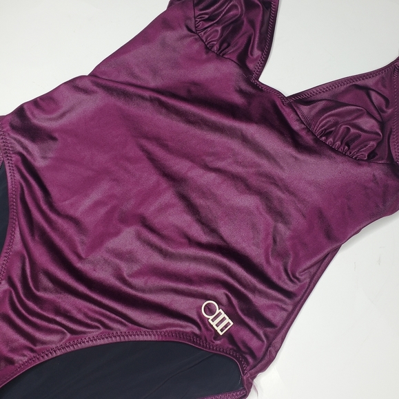 Solid & Striped || Olympia Metallic Eggplant One Piece Bathing Suit Small - Picture 6 of 13